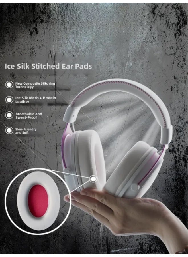 بينجل سماعة ألعاب ليفياثان، منفذ USB من النوع C / USB - صوت محيطي افتراضي 7.1 - ميكروفون قابل للفصل بخاصية إلغاء الضوضاء - وحدة تشغيل ديناميكية 53 مم - وسادات أذن مريحة وجيدة التهوية - متوافقة مع الهواتف المحمولة، وأجهزة الكمبيوتر، وأجهزة Xbox، وPS 4/5 | أبيض/وردي - Image 4